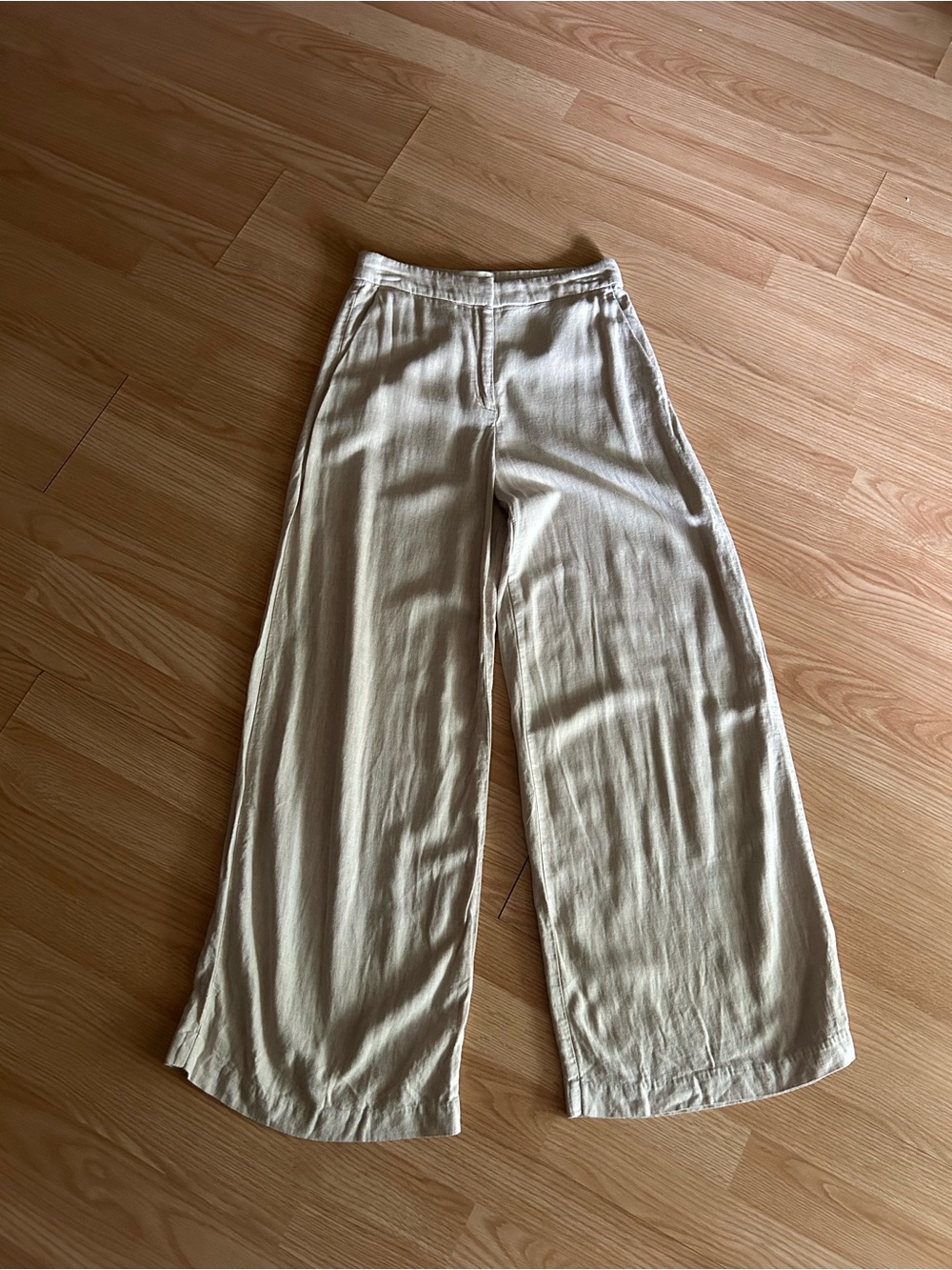 H&M Beige Linen Blend Wide Leg Casual Pants Women’s 4